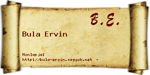 Bula Ervin névjegykártya